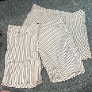 Hilary Radley White and Blue Stripe Bermuda Shorts 2 pack